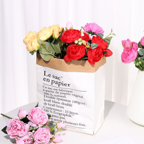 . Bouquet De Peonías, Rosas Artificiales, Flores