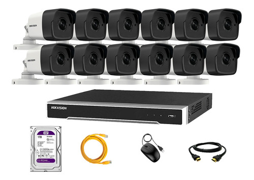 Camara Seguridad Ip Poe Exterior Kit 12 Hikvision Disco 1tb