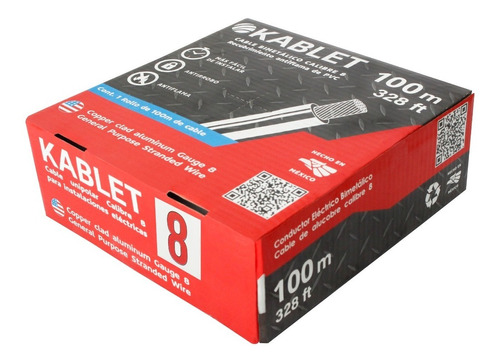 Pack: 5 Cajas Cable Eléctrico Calibre 8 Caja De 100m