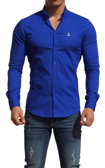 Camisa Azul Rey John Leopard Slim Fit Envio Gratis | Envío gratis