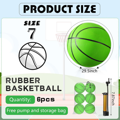 Leyndo 6 Pcs Basketballs Basket Size 7, Baloncesto De Goma P