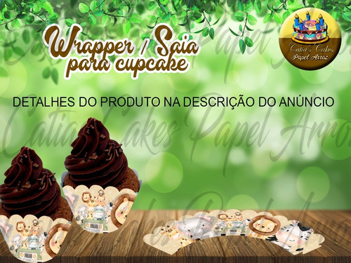 Imagem 1 de 1 de  50 Wrappers Saias Para Cupcakes Safari Baby Cute