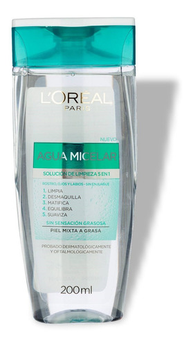 Agua Micelar Limpieza Facial Piel Mixta A Grasa Loreal 5en1