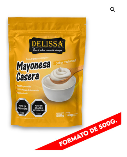 Mayonesa Casera En Polvo 500 Gr Delissa Rinde Hasta 10 Lt