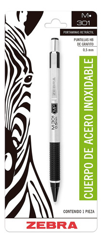 Portaminas Retráctil M301 Zebra 0.5 Mm - Acero Inoxidable