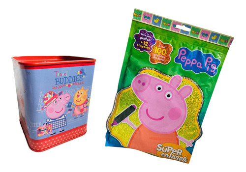 Combo Peppa Pig Alcancia + Peppa Pig Libro Para Colorear