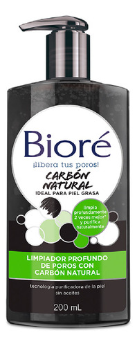 Limpiador Profundo Poros Biore Carbon Natural 200ml Momento De Aplicación Día/noche Tipo De Piel Mixta