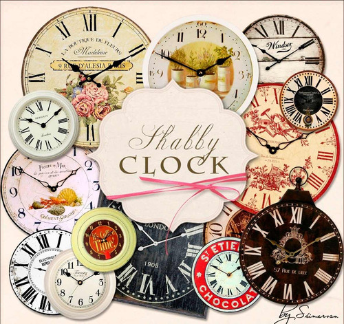 Kit De Imágenes Digitales Relojes Shabby Chic Relojes