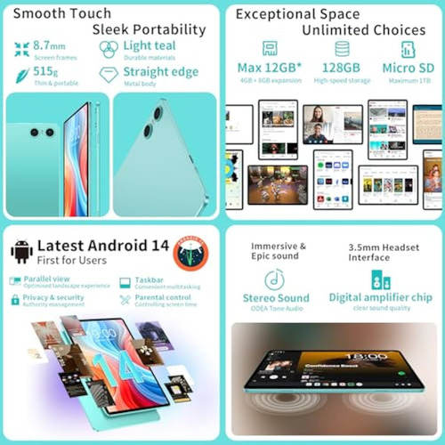 Odea Tabletas Android 14, Tableta De 10 Pulgadas,