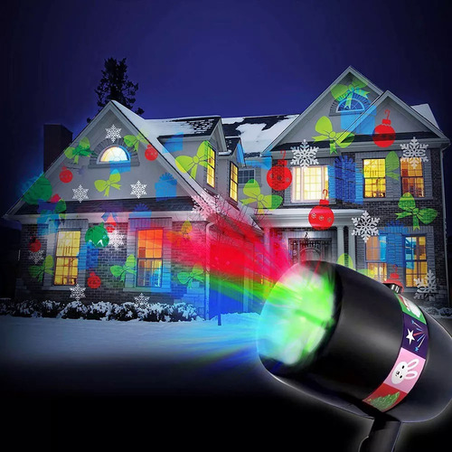 Proyector Led Navideño De Copos De Nieve Para Decoración Ext