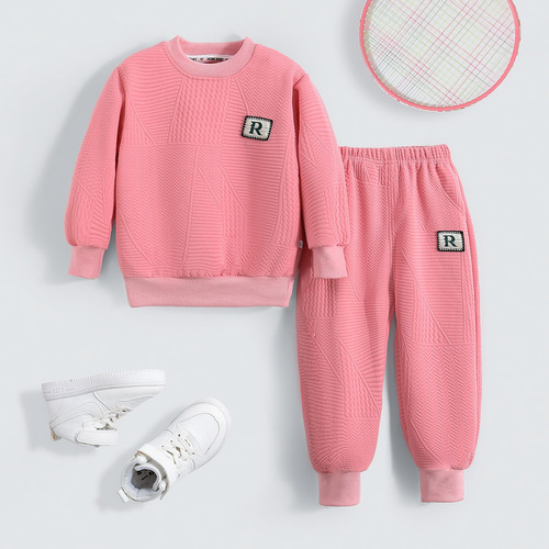 Conjunto De Color Sólido Para Niño 1-6a Estilo Minimalista Rosa 2-3 Años