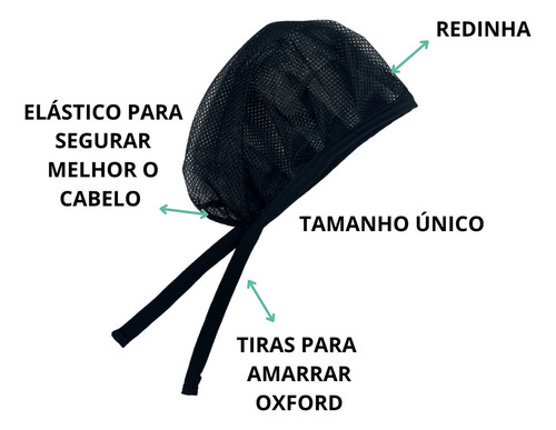 12 Toucas Redinha Cozinha Resistente Lanchonete Cozinheira Cor Preto não