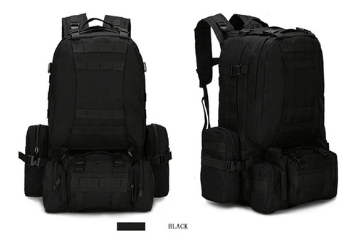 Imagen 4 de 8 de Mochila Táctica Militar Negra 55 Litros Desmontable Mli Zoo