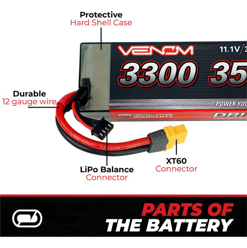 Batería Venom Drive Series 35c 3s - 3300mah 11.1v Lipo Rc -