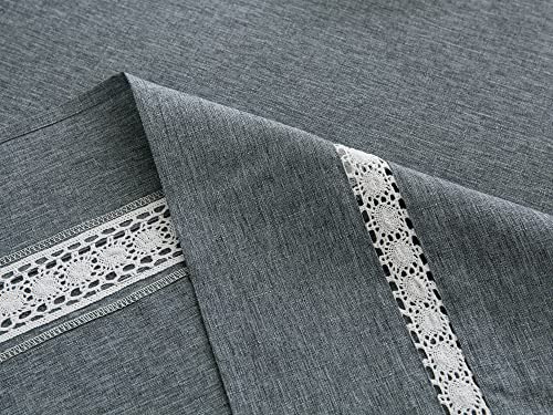 Mantel Impermeable Gris Con Encaje Para Comedor Rectangular