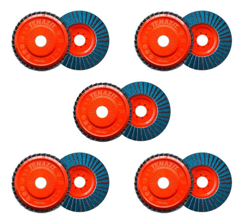 5pzs Disco Laminado Tenazit 4 1/2 PuLG Desbaste Grano 80 Color Naranja