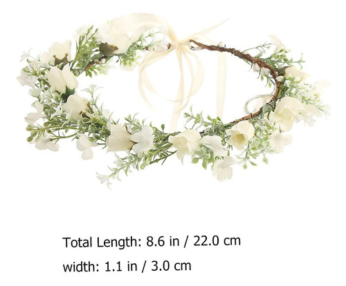 Diadema De Flores Nupciales Ajustable Guirnalda Boho