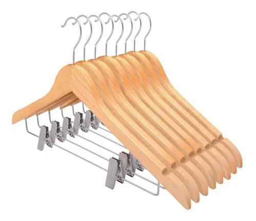 comprar Cabides De Madeira Nobre Marfim Com Presilhas 10 Unidades Topen Home