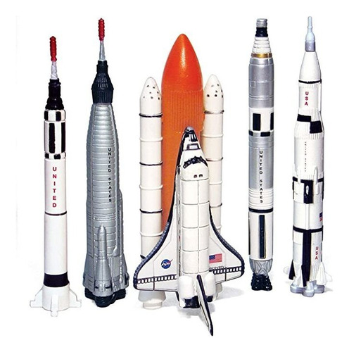 Echo Toys Spaceship Rocket Set Juego De 5 Piezas Space Program Nasa Collector's Set Mercury, Gemini, Apollo, Saturn Rockets Y Space Shuttles