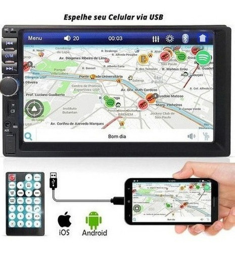 Central Multimídia Mp5 2 Din Espelha Ios Android Universal
