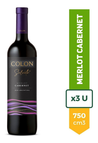 Vino Colon Selecto Merlot Cabernet Tinto 750ml Pack X3