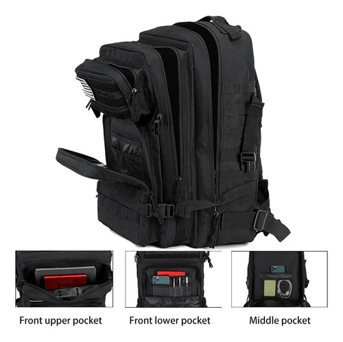 Mochila Tática Camping Militar 50 Litros Resistente +1 Patch Cor Preto Desenho Do Tecido Eua
