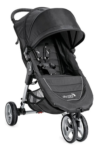 Carriola para correr Baby Jogger City Mini black con chasis color plateado