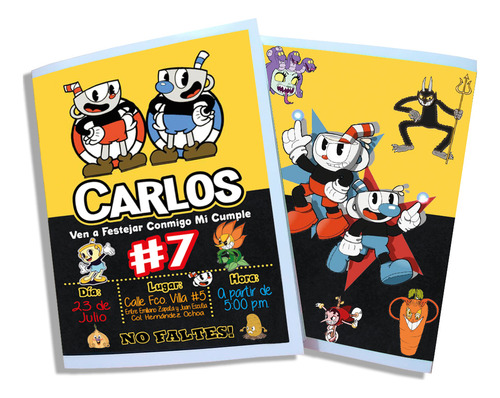 25 Libros P Colorear Fiesta Invitación Cuphead