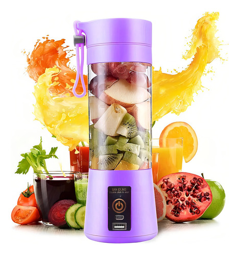 Mini Liquidificador Portátil Mixer Juice Usb Recarregável Cor Lilás
