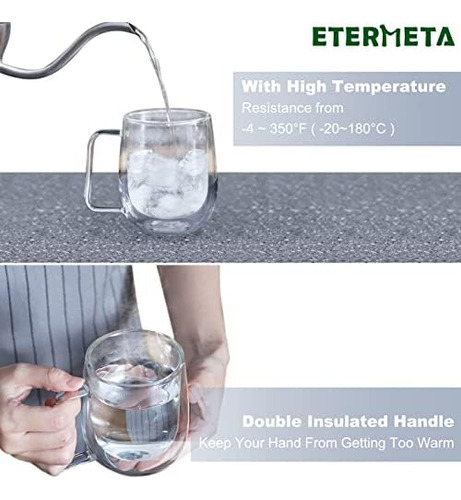 Etermeta - Juego De 2 Tazas De Café De Cristal Con Aislamien