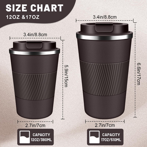 Vasos De Café Aislados Con Tapa Abatible 12 Oz 17 Oz, Taza D
