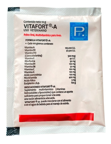 Vitafort A 10 Gr  Vitaminas Para Aves