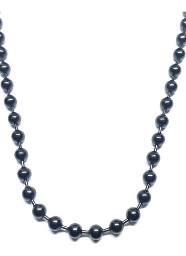 Imagen 2 de 3 de Cadena Tipo Bola Militar 4mm Acero Inoxidable Negro 60 Cm