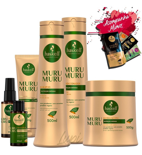 Kit Haskell Murumuru Sh Cond Máscara 500ml 6 Itens Completo