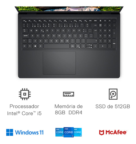 Notebook Dell Inspiron 15 - I15-i120k-m25p 15.6 Full Hd 12ª i5 8GB RAM 512 SSD Windows