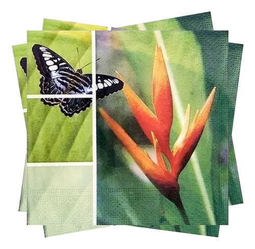 20 Guardanapo Papel Flor E Borboleta Fl Tripl Mesa Decoupage