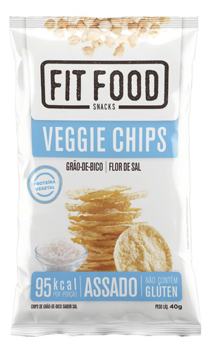 Chips Vegetariano De Grão De Bico Flor De Sal Sem Glúten 40g Fit Food