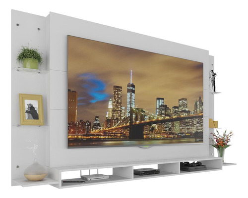 Painel Com Suporte Tv 65 Polegadas Miami Multimóveis Mp1055 Cor Branco