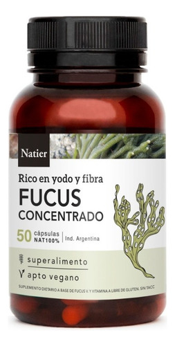 Natier Fucus 50 Caps Control Del Peso Tiroides Adelgazante Sabor Neutro