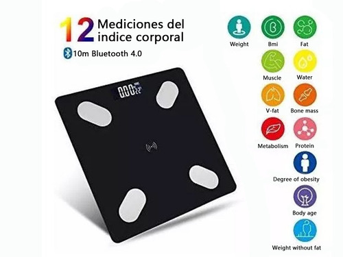Báscula Para Grasa Corporal Peso Calorias Con App Bluetooth