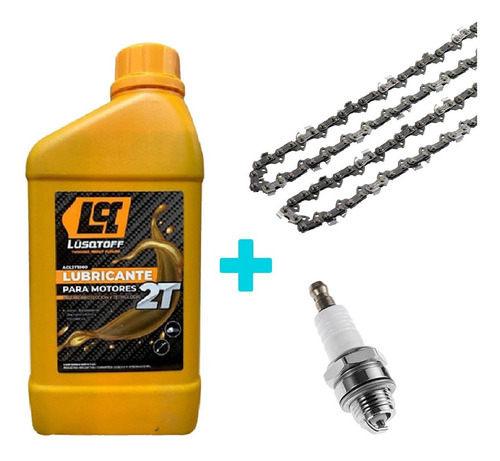 Imagen 2 de 7 de Combo Aceite Lusqtoff 2t + Cadena Motosierra 20 + Bujía