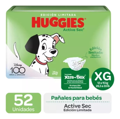 Pack 2 Huggies Active Sec Quincenal 52 Unid. C/u  Talla Xg