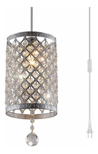 Surpars House Plug In Colgante Light Silver Crystal Chandel