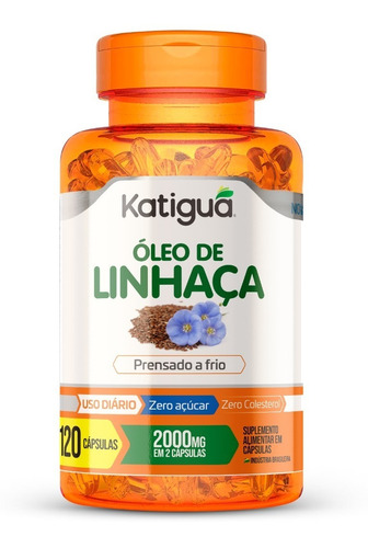 Oleo De Linhaça Dourada 1000mg - Katigua - 120 Capsulas