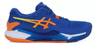 Tênis Asics Gel Resolution 9 Clay Novak Azul Laranja Branco