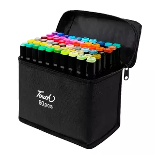 Marcador para colorear Touch T60 con diseño de Doble Punta de punta biselada 60 colores diferentes pack x 60