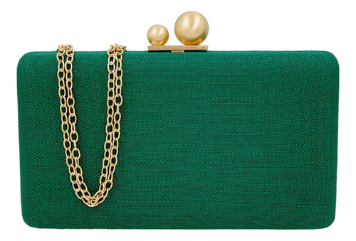 Bolsa De Festa Clutch Linho Carteira De Mão Com Alça Feminin Cor Verde