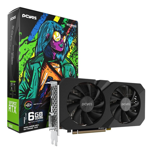 Placa De Vídeo Pcyes Rtx 3050 Projeto Edge 8gb Gddr6 128bits