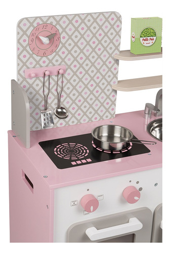 Janod - Cocina Infantil De Madera Macaron - Desde 3 Años. Color Rosa Pálido