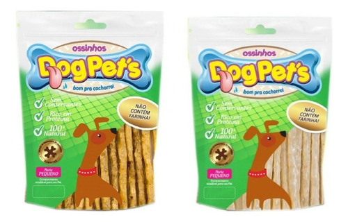 Petiscos Cães Palito 1 Frango + 1 Natural Dogpets 500 Gramas